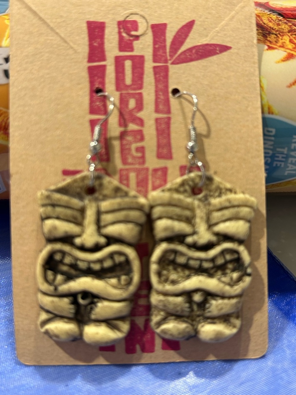 Handcrafted Tiki Dangle Earrings by Forgotten Idols - Picture 2 of 6
